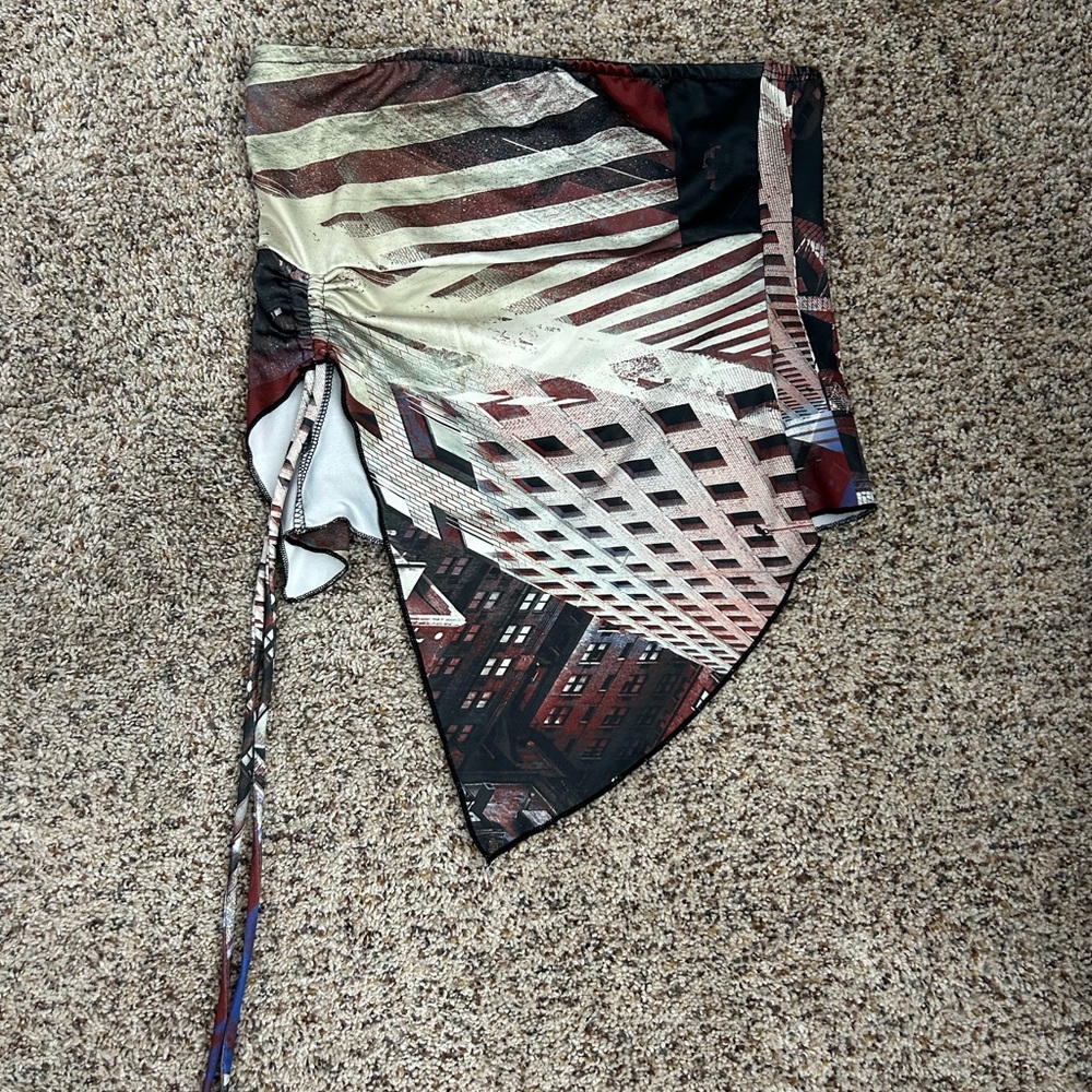 Abstract Geometric Print Strapless Top